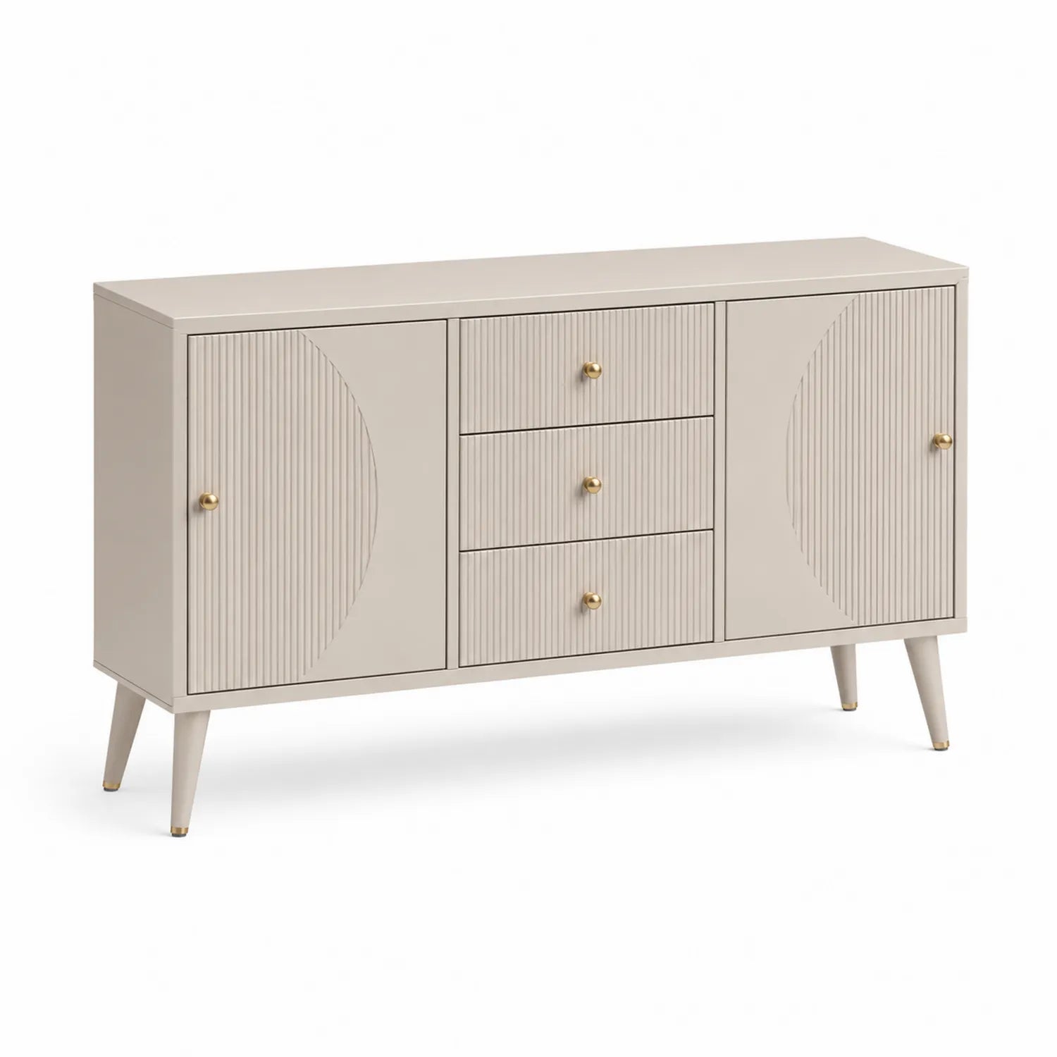 Kredens do jadalni prostokątny 150 x 40 x 80 cm z płyty MDF beżowy z 3 szufladami i 2 szafkami