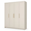 Szafa 4-drzwiowa 200x60x200 cm MDF beżowa z uchwytami złotymi