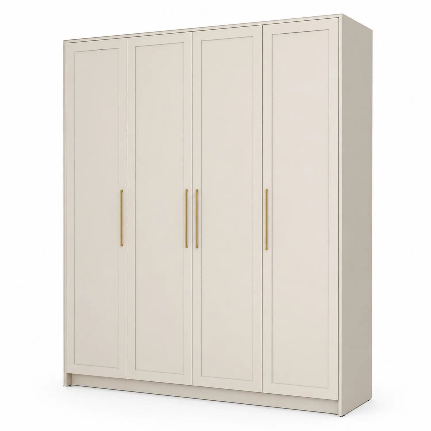 Szafa 4-drzwiowa 200x60x200 cm MDF beżowa z uchwytami złotymi