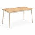Stół do jadalni prostokątny 120 x 70 x 75 cm z blatem MDF dąb naturalny i białymi stalowymi nogami
