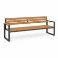 Ławka ogrodowa 160 cm x 55 cm x 80 cm stal malowana proszkowo drewno lite czarna naturalne drewno z podłokietnikami