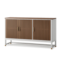 Kredens do jadalni 140 cm x 40 cm x 85 cm MDF drewno biały naturalne drewno złote uchwyty