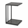 Stolik boczny C 40 cm x 35 cm x 60 cm MDF efekt marmuru czarny szary metalowa rama nowoczesny