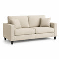 Sofa 2 osobowa 170 x 80 x 85 cm tapicerowana tkanina poliestrowa beżowa drewniana rama czarne nogi