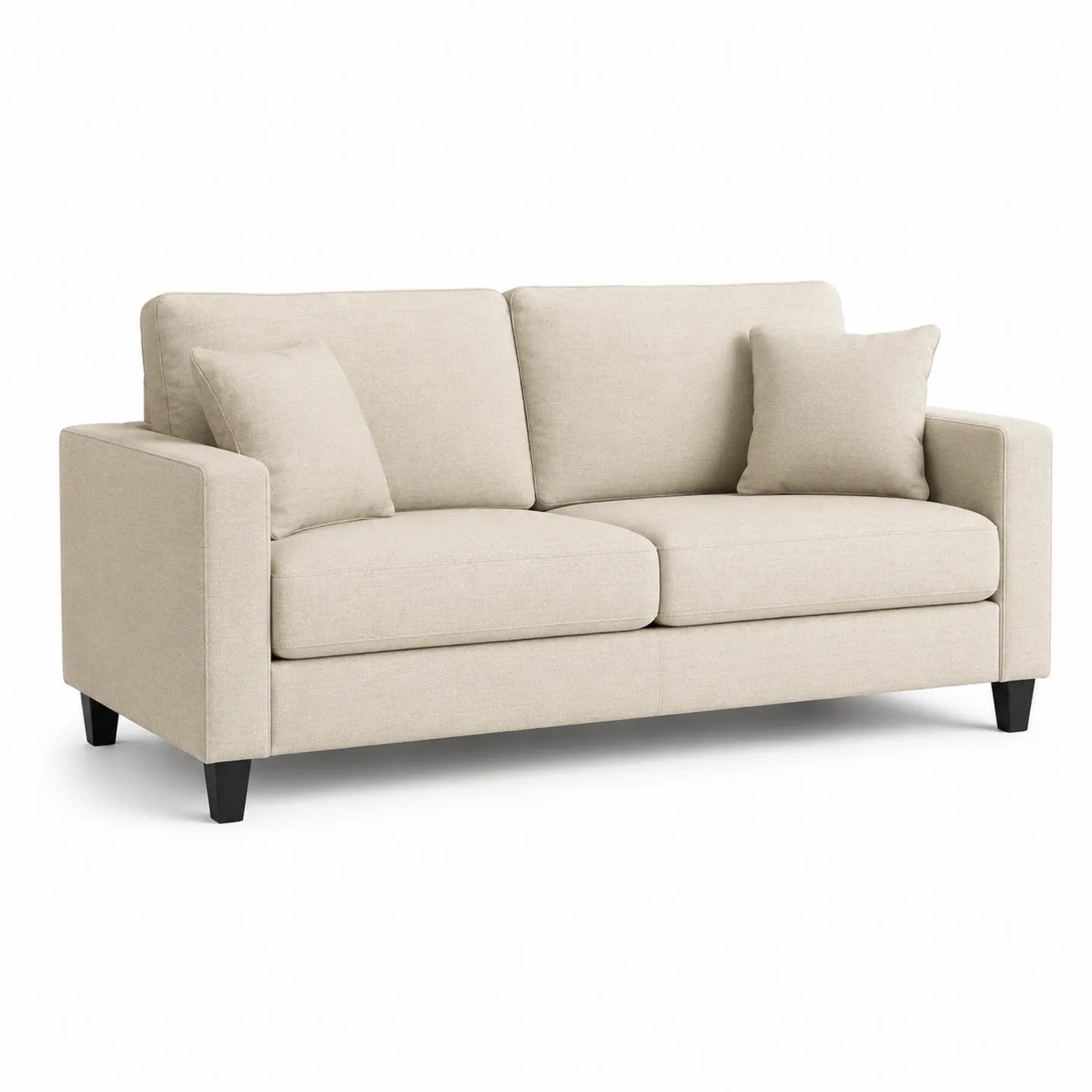 Sofa 2 osobowa 170 x 80 x 85 cm tapicerowana tkanina poliestrowa beżowa drewniana rama czarne nogi