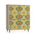 Kredens do jadalni 120 cm x 40 cm x 120 cm MDF dekor kwiatowy wielokolorowy 4 drzwi nogi drewno naturalne
