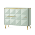 Kredens do jadalni 120 cm 40 cm 80 cm MDF zielony ryflowane fronty złote detale metalowe nogi szafki stojąca