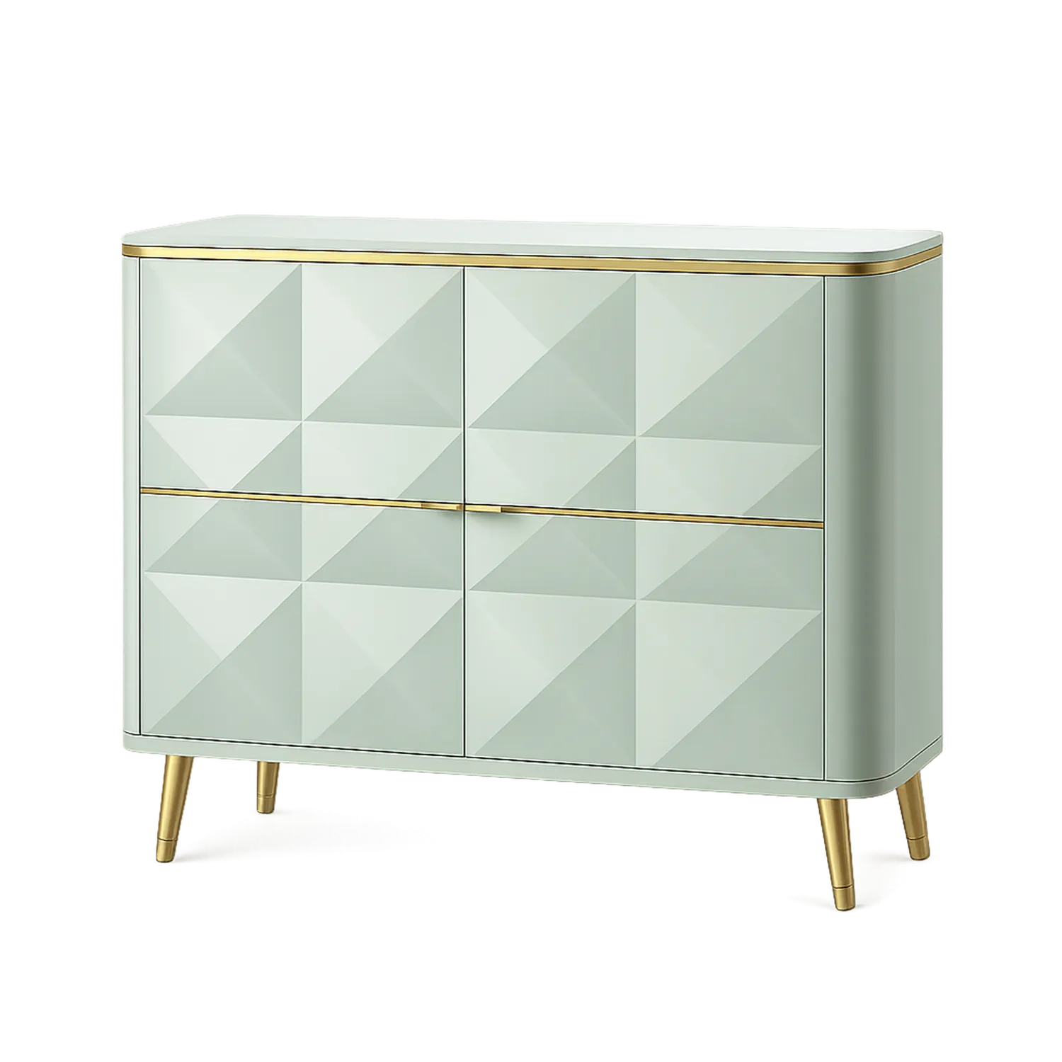 Kredens do jadalni 120 cm 40 cm 80 cm MDF zielony ryflowane fronty złote detale metalowe nogi szafki stojąca