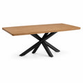 Stół do jadalni 160 cm x 90 cm x 75 cm blat MDF fornir drewno naturalne czarna stalowa podstawa krzyżowa