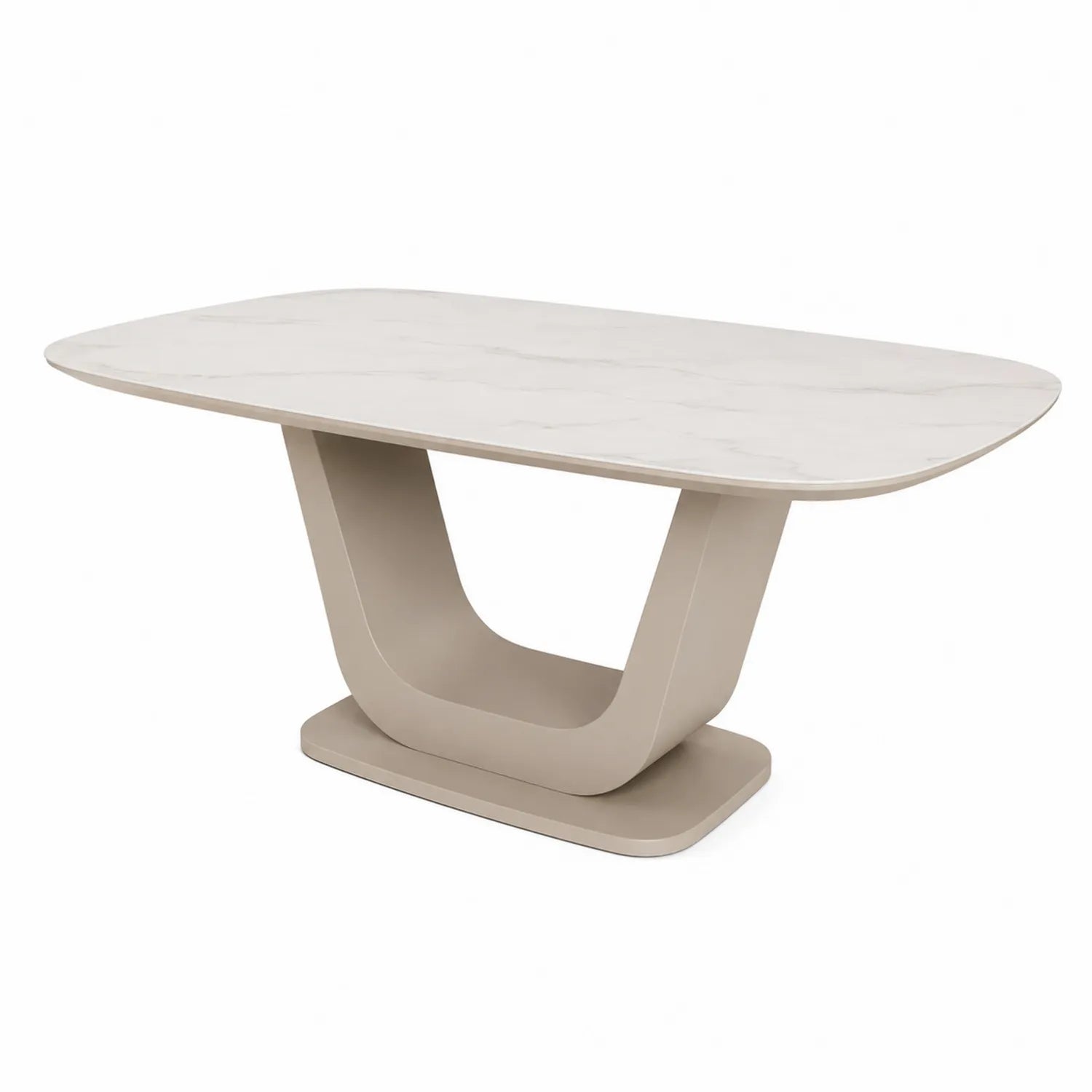 Stół jadalniany owalny 160 cm x 90 cm x 75 cm MDF efekt marmuru beżowy kremowy rzeźbiona podstawa