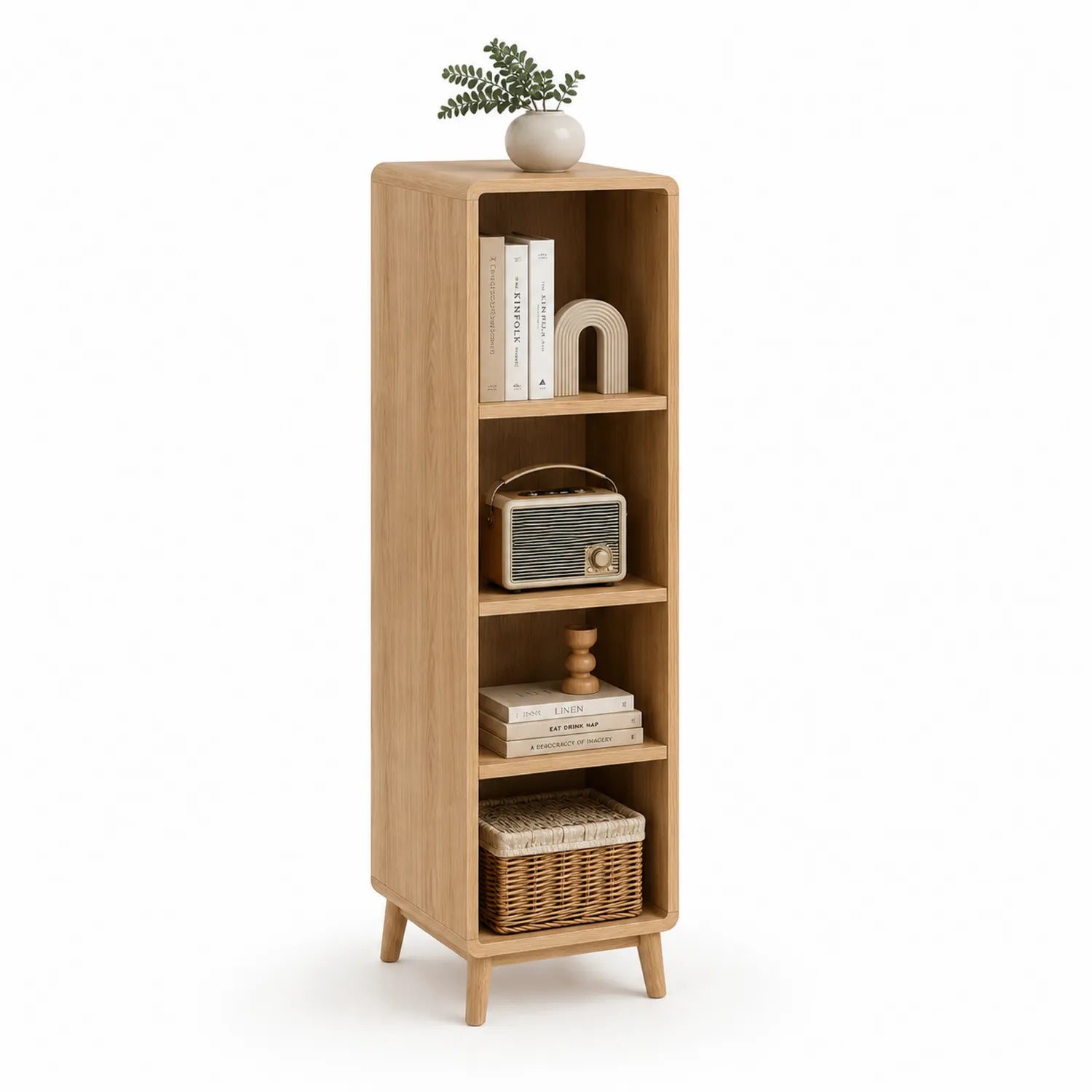 Regał ekspozycyjny 40 x 30 x 165 cm MDF dekor drewna naturalny dąb otwarta konstrukcja 5 półek