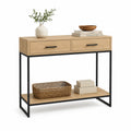 Konsola prostokątna 120 x 35 x 80 cm z płyty MDF w kolorze dębu naturalnego z czarną stalową ramą