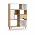 Regał stojący 180 x 80 x 30 cm MDF dekor dąb naturalny biały asymetryczne półki drewniane nogi